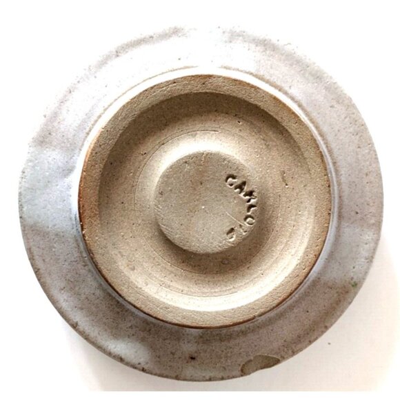 Handmade Carlota Cheese Butter Dish Tumbler Set Stoneware Studio Signed VTG Flaw - Picture 11 of 12